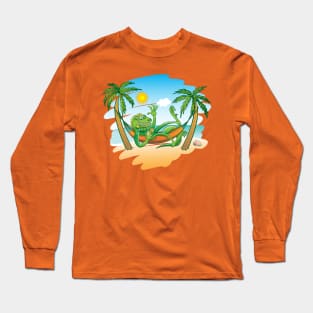 Lazy iguana relaxing in a hammock at the beach Long Sleeve T-Shirt